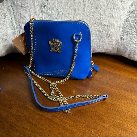 New Pratesi Firenze Blue Electric Italian Leather Crossbody, 6.5”x 7”x 3”. NWT - Picture 11 of 16